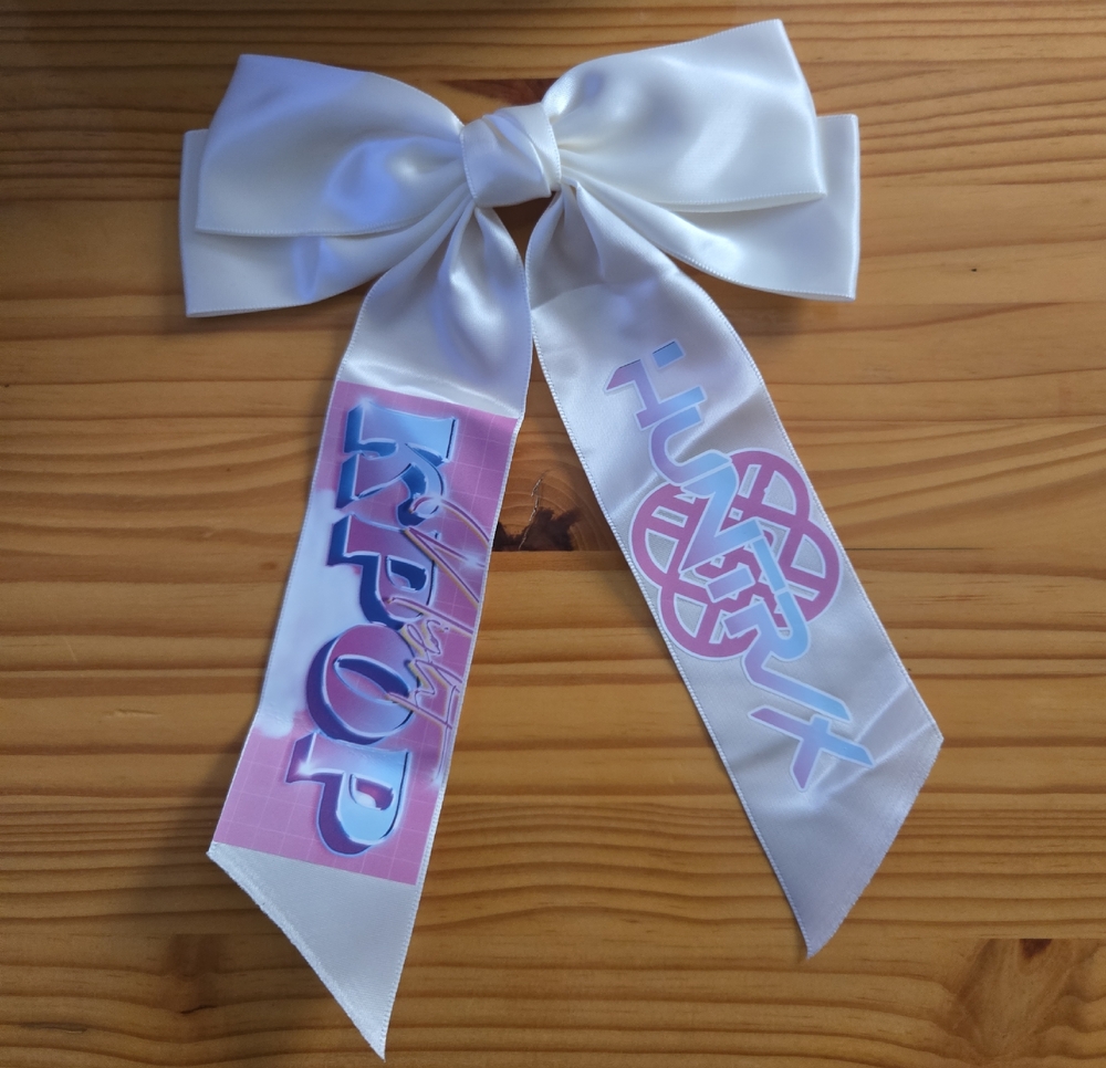Kpop Inspired Graphic Print Satin Hair Bow